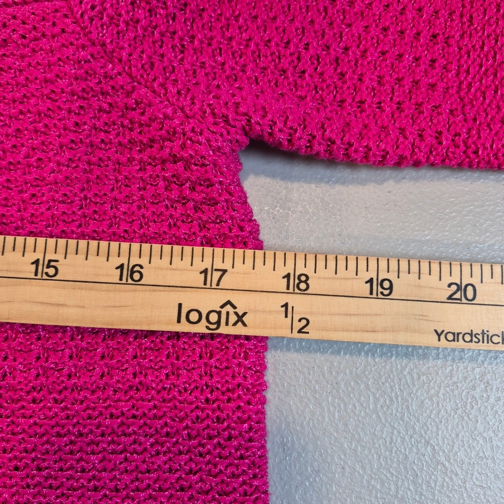 Chicos Chunky Knit Sweater Fuchsia Pink Boat Neck Womens Size 0 Small Preppy - Picture 9 of 10